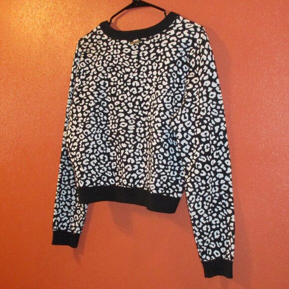 MICHAEL Michael Kors NEW Woman Large Black White Graphic Cardigan Sweater - Picture 7 of 11